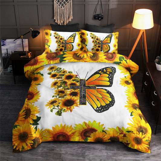 Butterfly Sunflower Christian Cross Bedding Sets TL130606BS