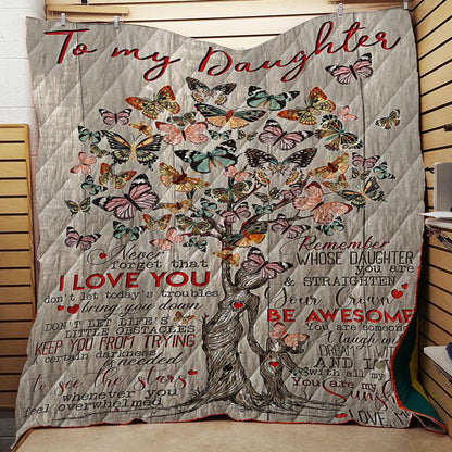 Butterfly Tree To My Daughter Love Mom CL16110373MDQ Quilt Blanket