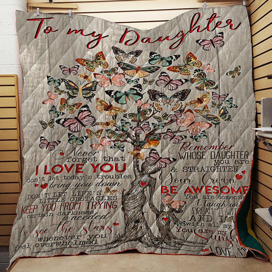 Butterfly Tree To My Daughter Love Mom CL16110373MDQ Quilt Blanket