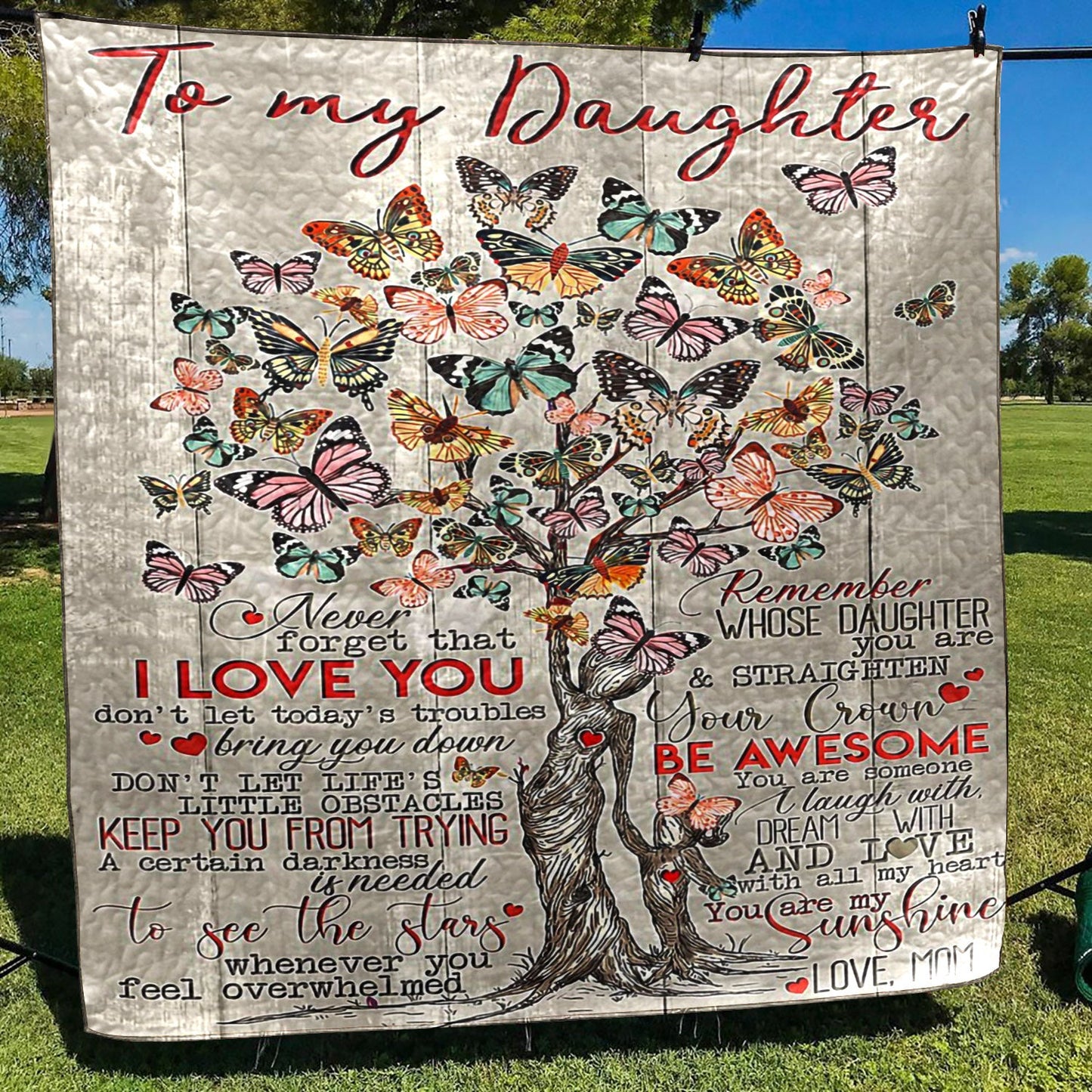 Butterfly Tree To My Daughter Love Mom CL16110373MDQ Quilt Blanket