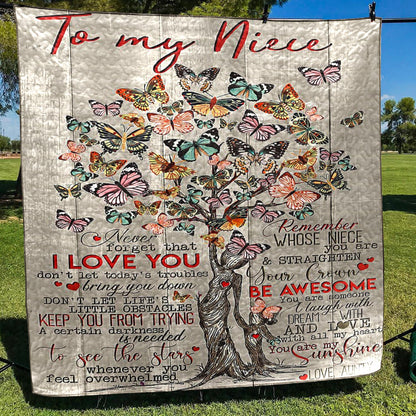 Butterfly Tree To My Niece Love Aunty CL16110377MDQ Quilt Blanket