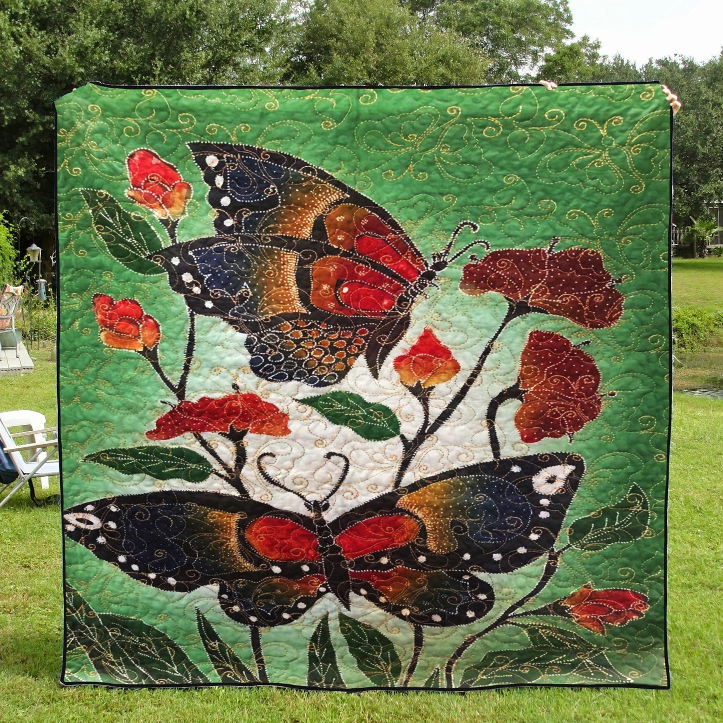 Butterfly With Flower CLA1010165Q Quilt Blanket