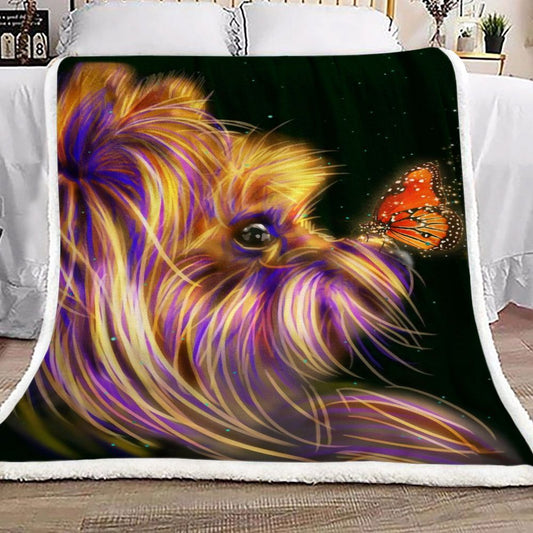 Butterfly Yorkie Dog CL16110066MDF Sherpa Fleece Blanket