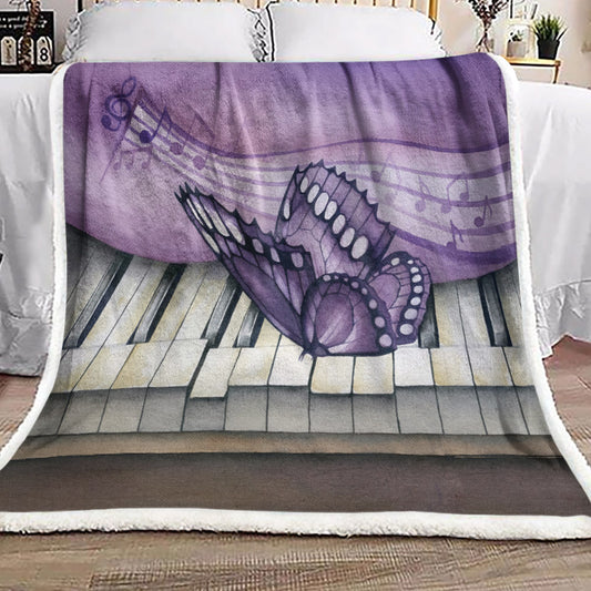 Butterfly And Piano VD111023F Sherpa Fleece Blanket