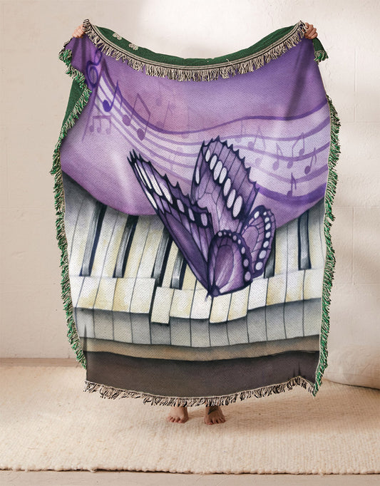 Butterfly And Piano VD111023S Throw Blankets For Sofa