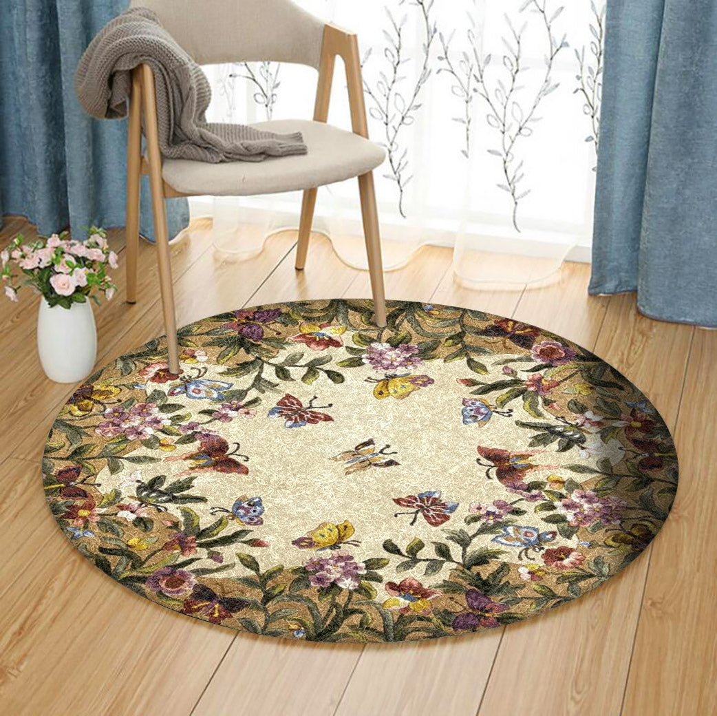 Butterfly Flower HM1810008TM Round Area Rug – Charming Favor