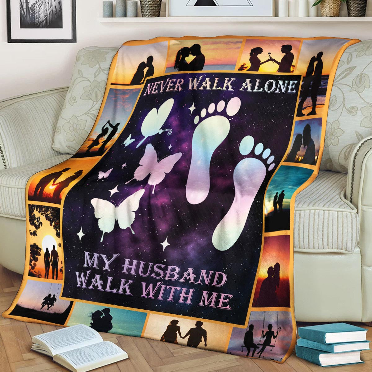 Butterfly My Husband Walks With Me CLA1910363F Sherpa Fleece Blanket