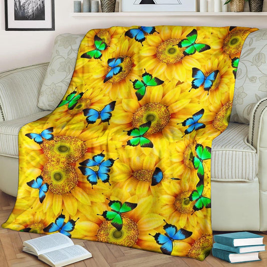 Butterfly Sunflower CLA150809f Sherpa Fleece Blanket