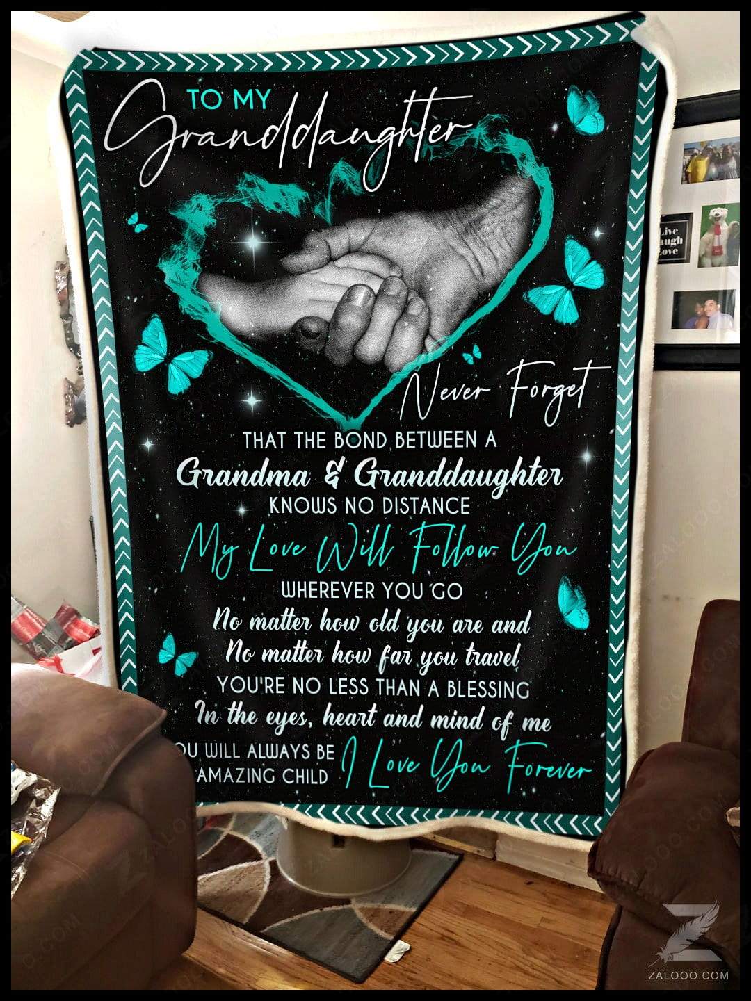 Butterfly To My Granddaughter My Love Will Follow You CL29110155MDF Sherpa Fleece Blanket
