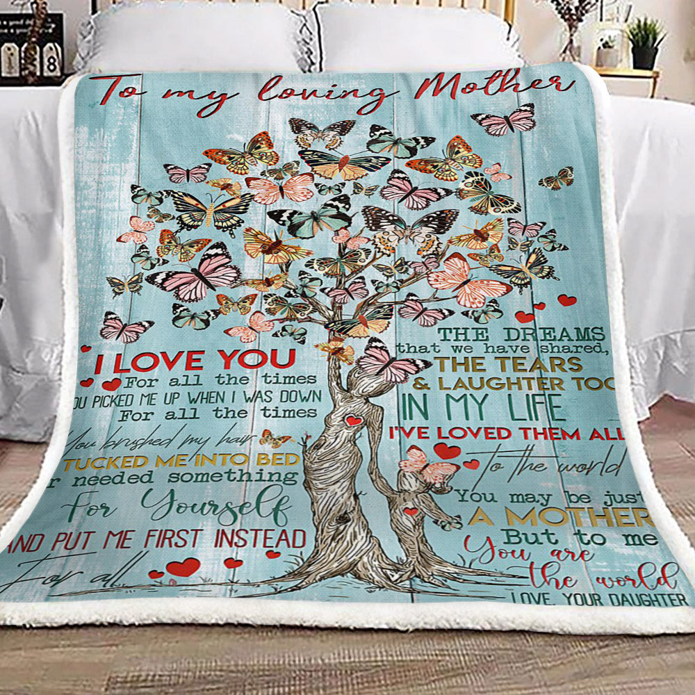 Butterfly Tree Of Life To My Loving Mother Love Your Daughter CL16110063MDF Sherpa Fleece Blanket