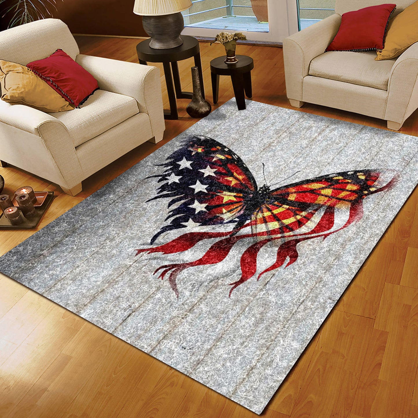Butterfly US Flag CLA18100059R Rug