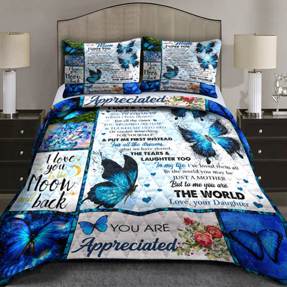 To My Mom I Love You For All The Time Butterfly Quilt Bedding Set HN11042302QB