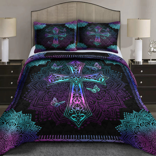 Butterfly Bohemian Cross Quilt Bedding Set HN010601MBS