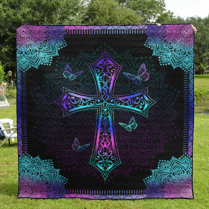 Butterfly Bohemian Cross Quilt Blanket HN010601M