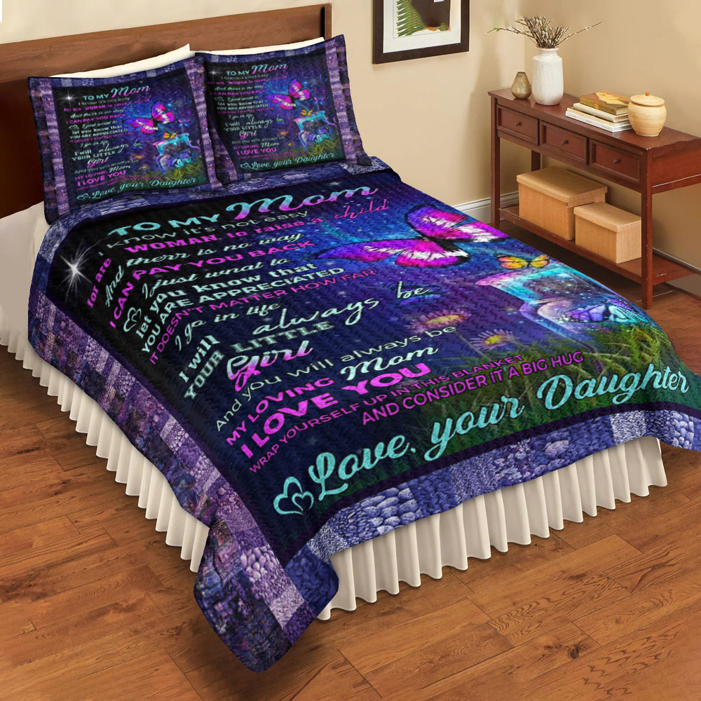 My Loving Mom I Love You Butterfly Quilt Bedding Set HN11042303QB