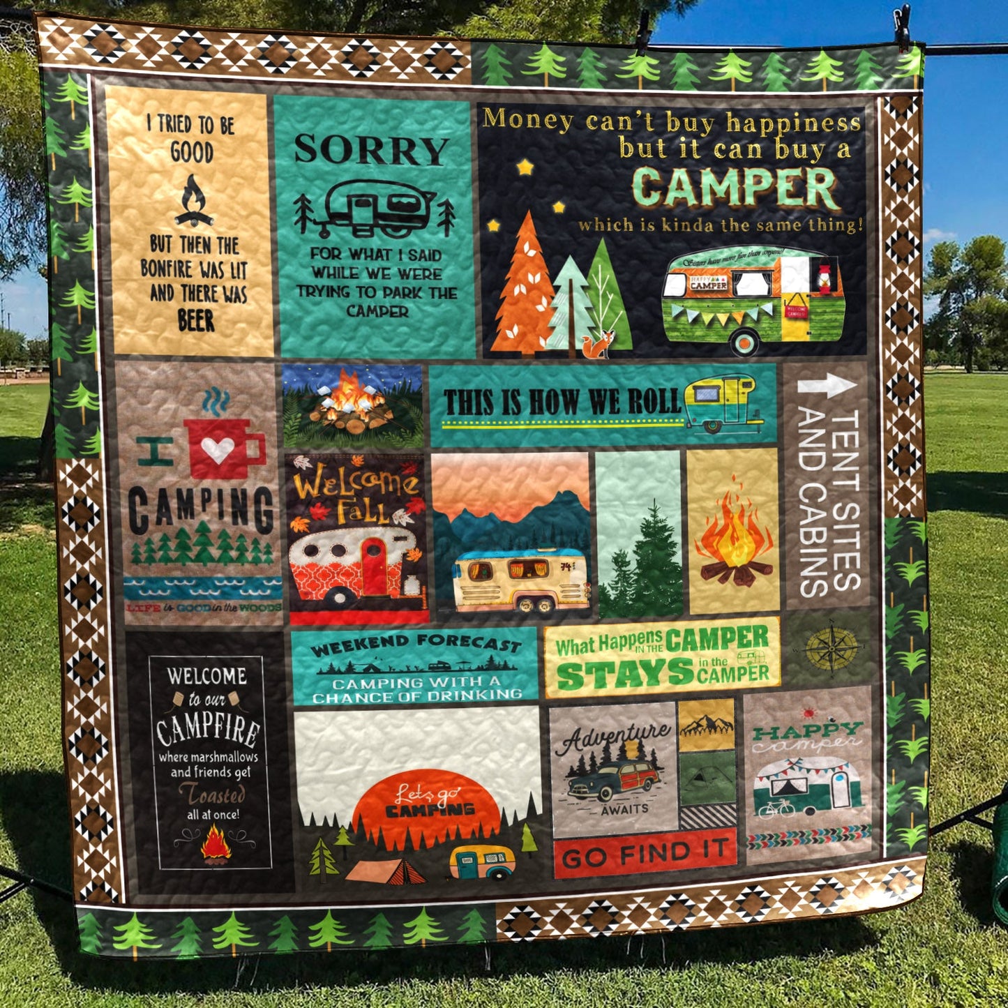 CAMPING LET GO CAMPING CLA27120068Q Quilt Blanket