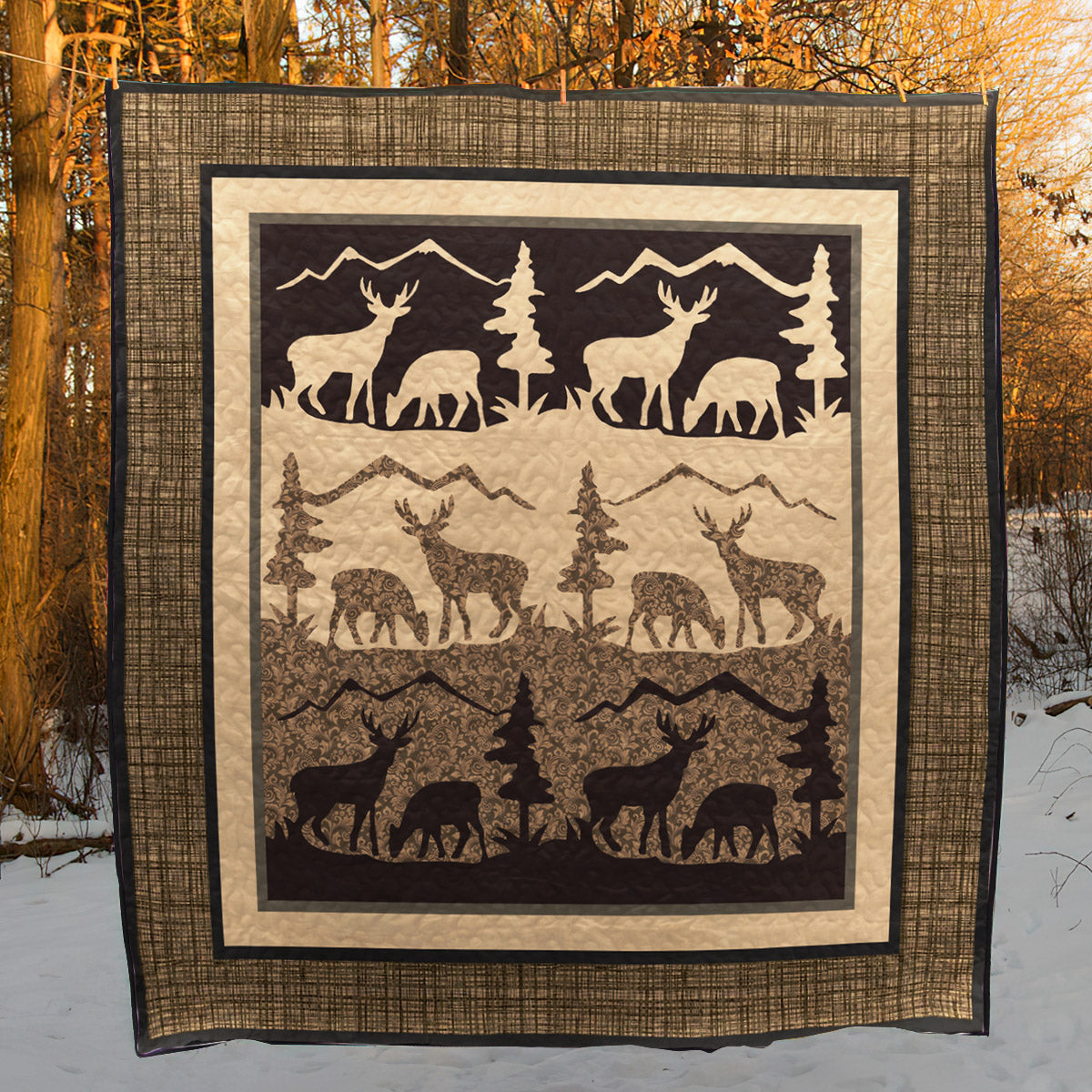 Cabin Deer CLM1410018 Quilt Blanket