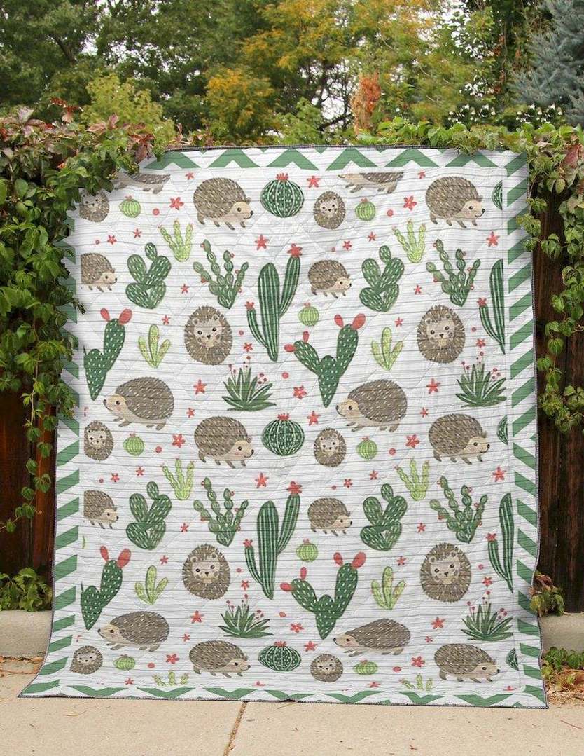 Cactus And Hedgehog CLT140611 Quilt Blanket