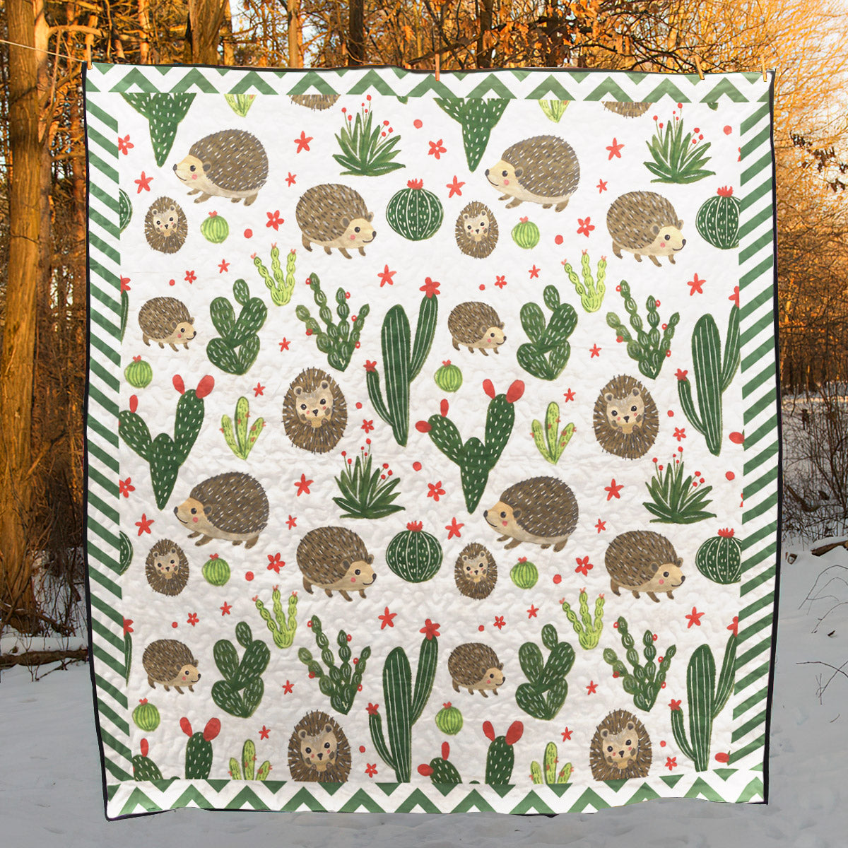 Cactus And Hedgehog CLT140611 Quilt Blanket