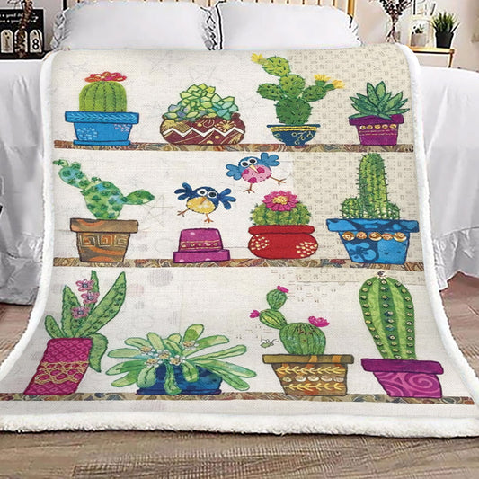 Cactus And Birds TN1410037TT Sherpa Fleece Blanket
