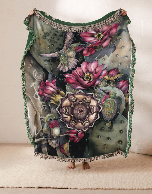 Cactus Flower Hummingbirds VD1610049S Throw Blankets For Sofa
