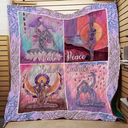 Calm Peace Exhale Inhale Yoga CLH2511025Q Quilt Blanket