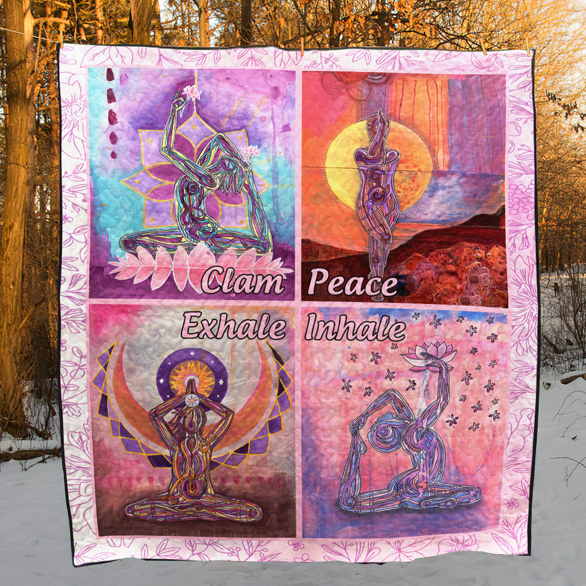 Calm Peace Exhale Inhale Yoga CLH2511025Q Quilt Blanket