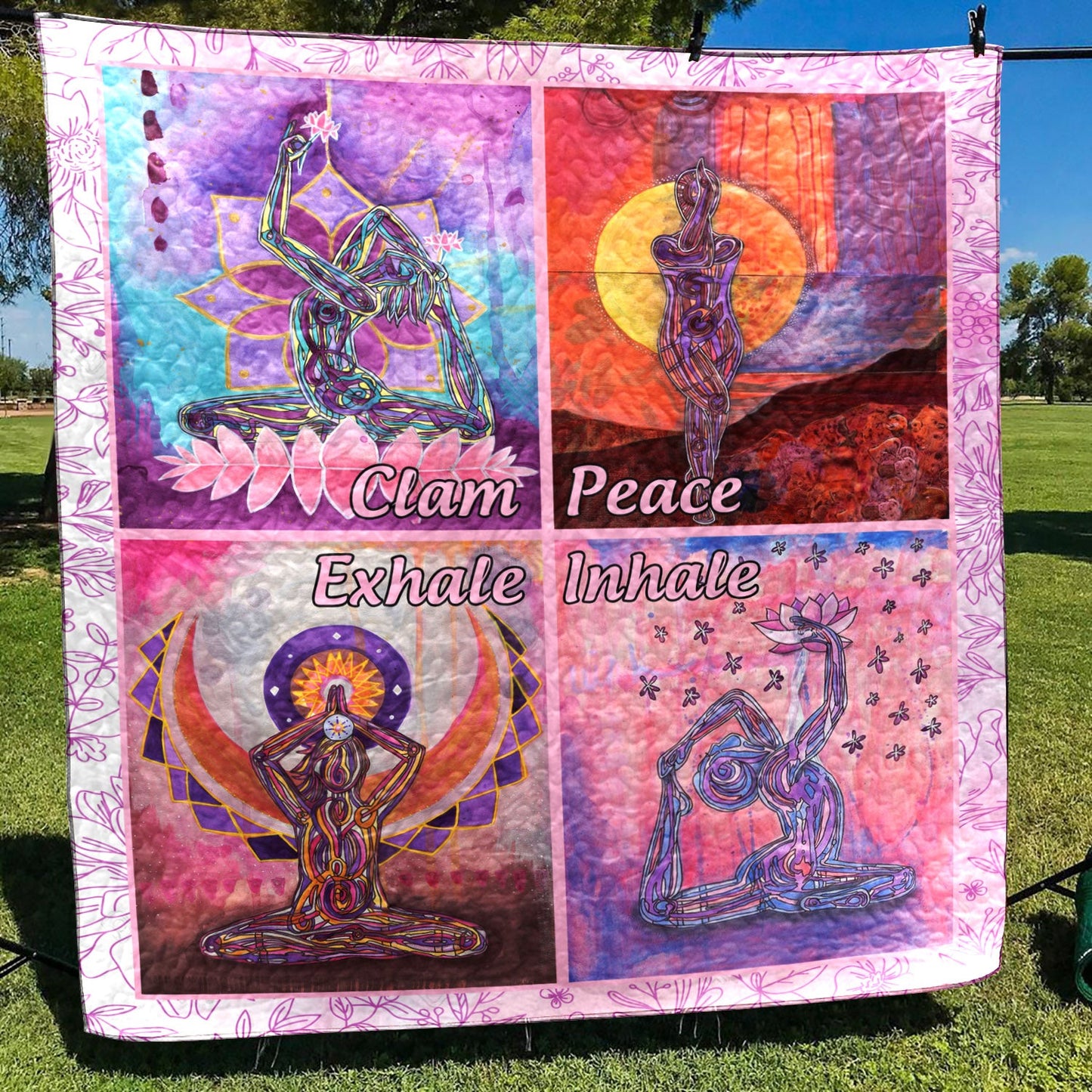 Calm Peace Exhale Inhale Yoga CLH2511025Q Quilt Blanket