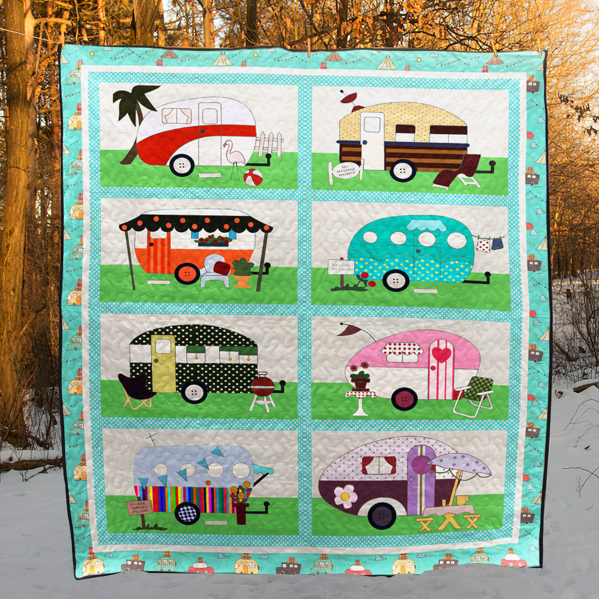 Camping Car CLA2810102Q Quilt Blanket