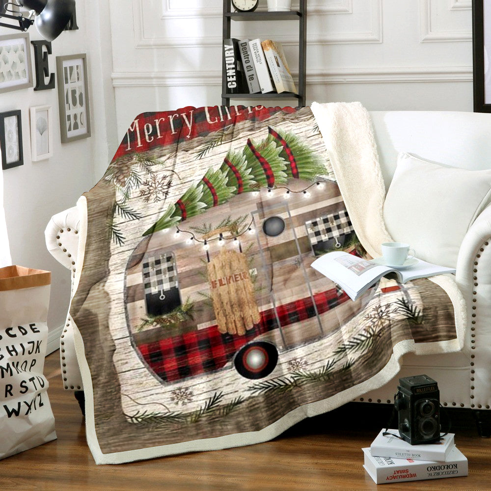 Camping Christmas Sherpa Fleece Blanket MN251003