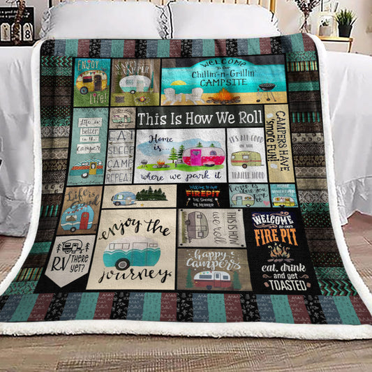 Camping DD210930F Sherpa Fleece Blanket