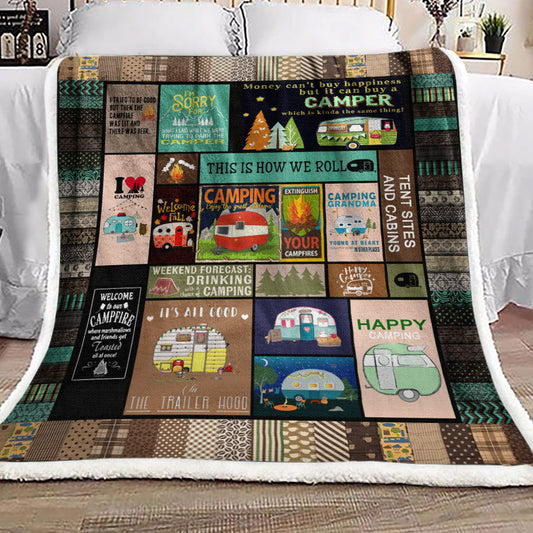 Camping DD210933F Sherpa Fleece Blanket