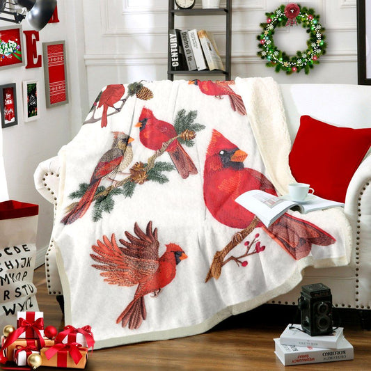 Cardinal Bird HM2510029TT Sherpa Fleece Blanket