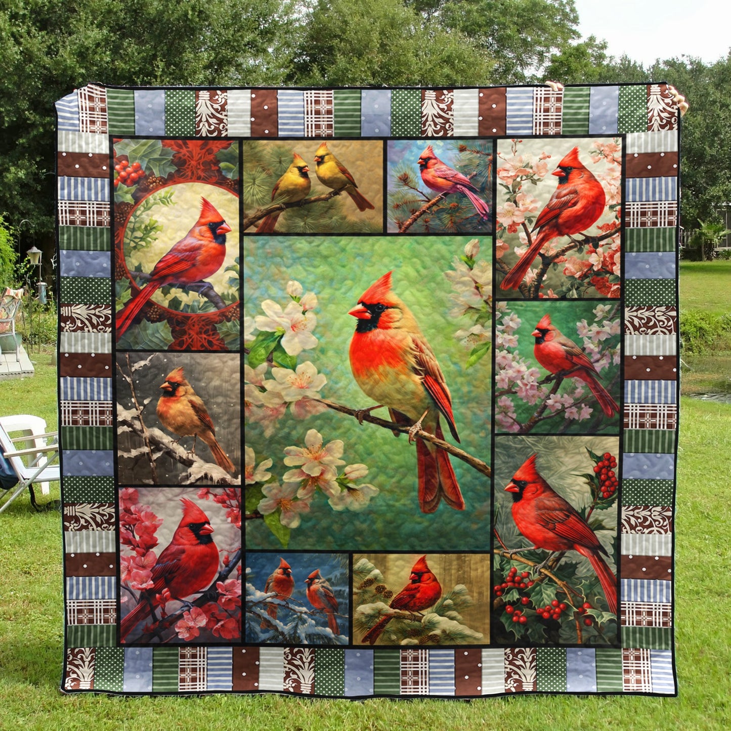 Cardinal Birds TN240509 Art Quilt