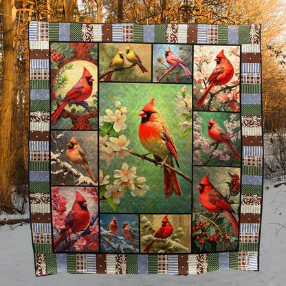 Cardinal Birds TN240509 Art Quilt