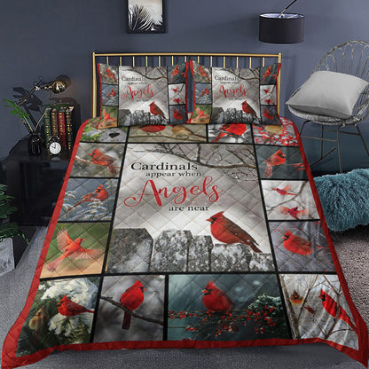 Cardinal Christmas Angels Quilt Bedding Set TL130918