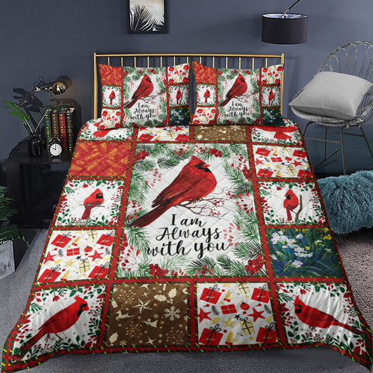 Cardinal Christmas I Am Always With You Quilt Bedding Set TL130914