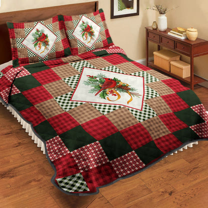 Cardinal Greenery Diamond Patchwork CLH2110025B Quilt Bedding Set