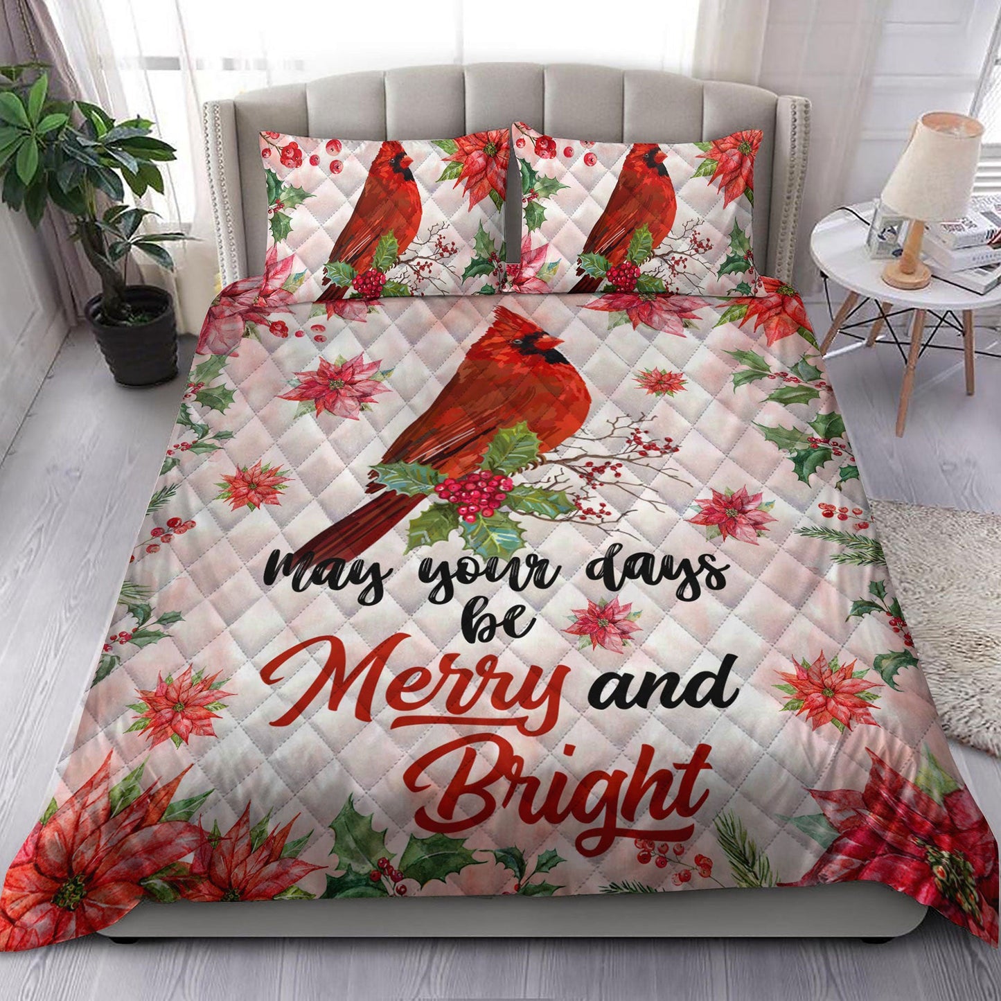 Cardinal Merry And Bright Quilt Bedding Set ND061001