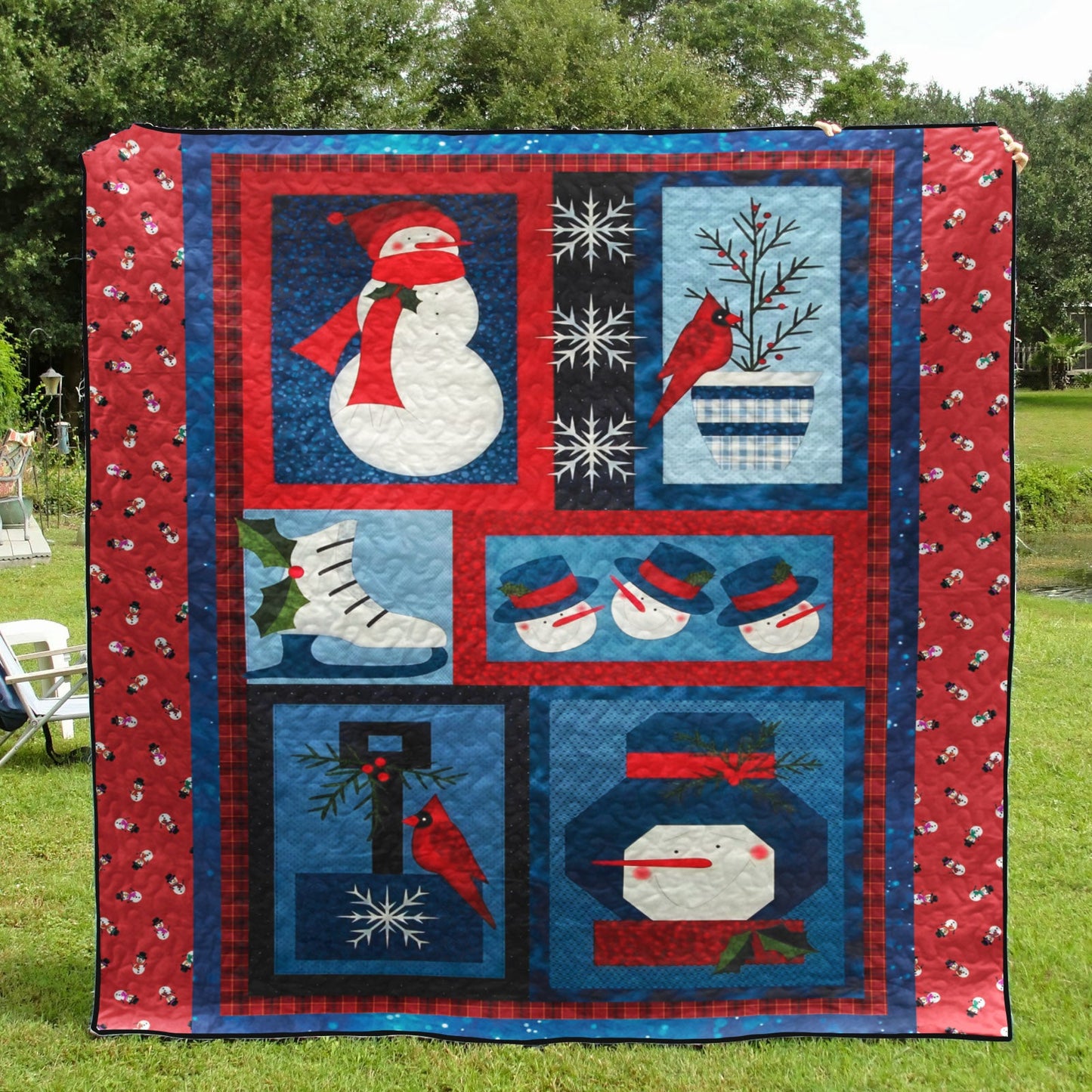 Cardinal Snowman CLT0211024H Quilt Blanket