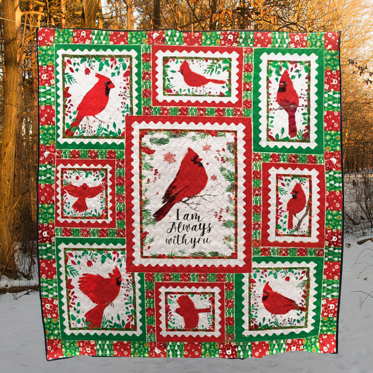 Cardinal Xmas CL11110080MDQ Quilt Blanket