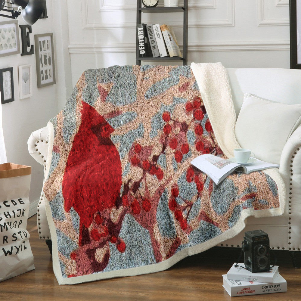 Cardinal Bird HM2510027TT Sherpa Fleece Blanket