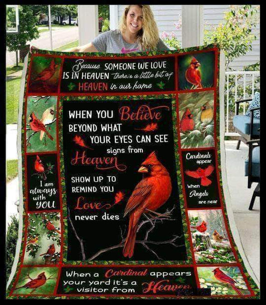 Cardinals Appear Black CL05100111MDF Sherpa Fleece Blanket