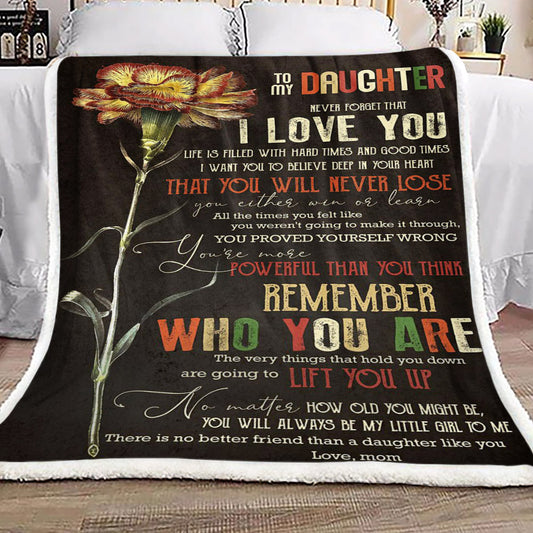Carnation To My Daughter Love Mom CL16110074MDF Sherpa Fleece Blanket