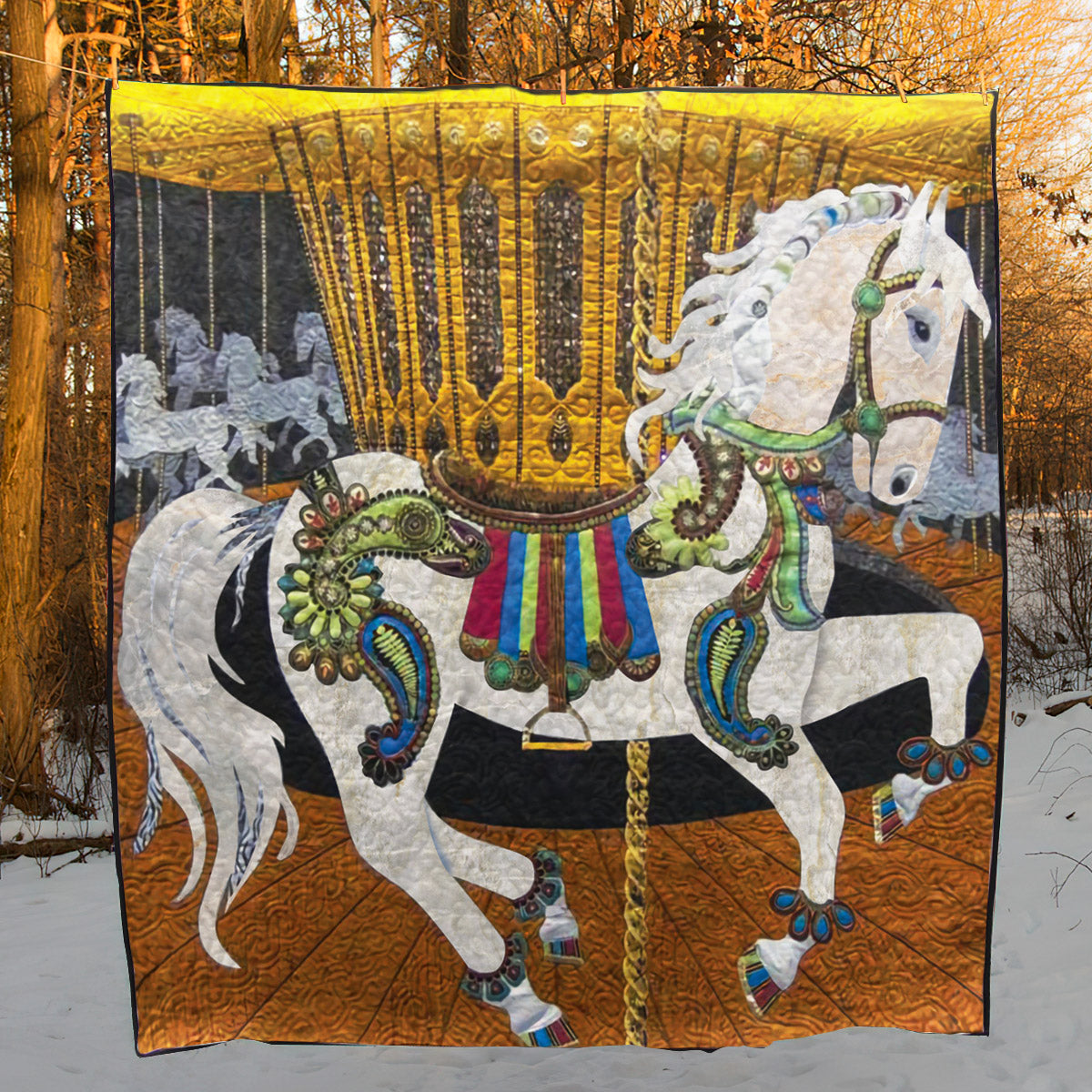 Carousel Horses CLT0211025H Quilt Blanket