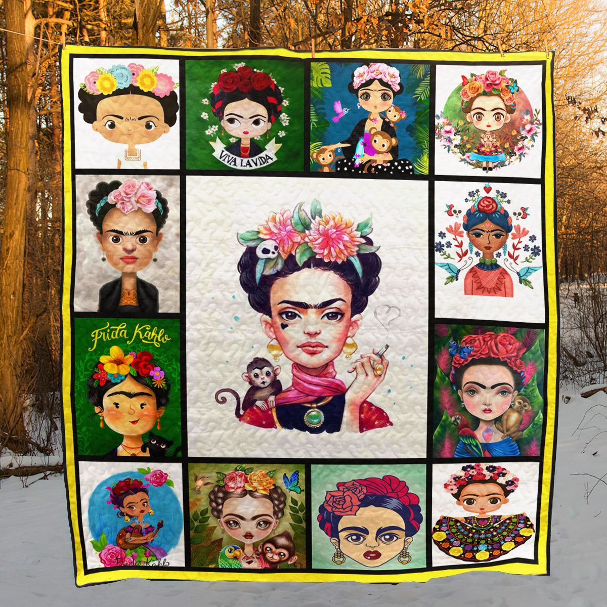 Cartoon Frida Kahlo CLA31100896Q Quilt Blanket