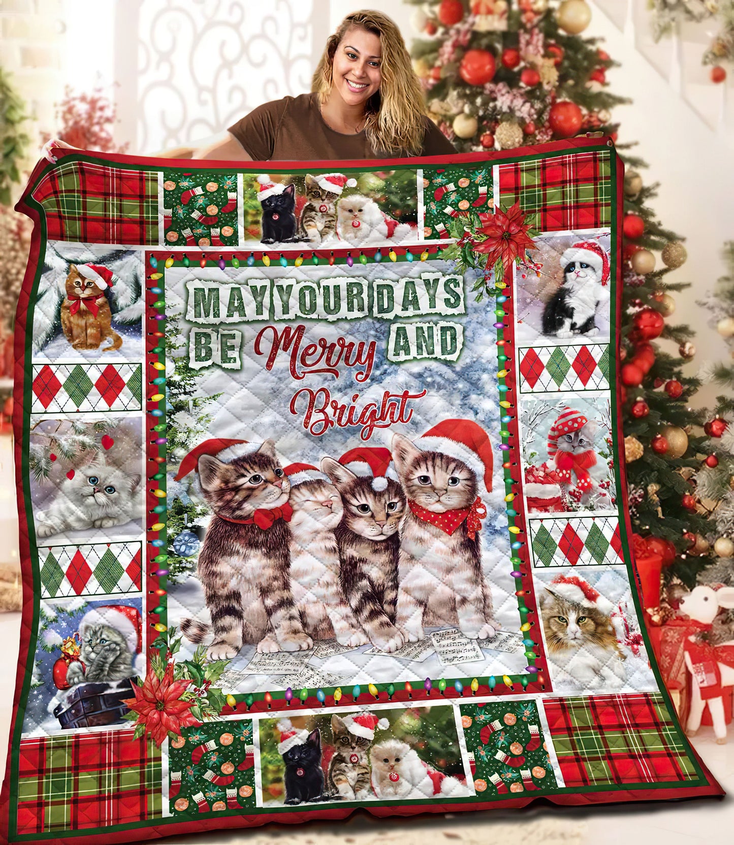 Cat Christmas ND261001 Quilt Blanket