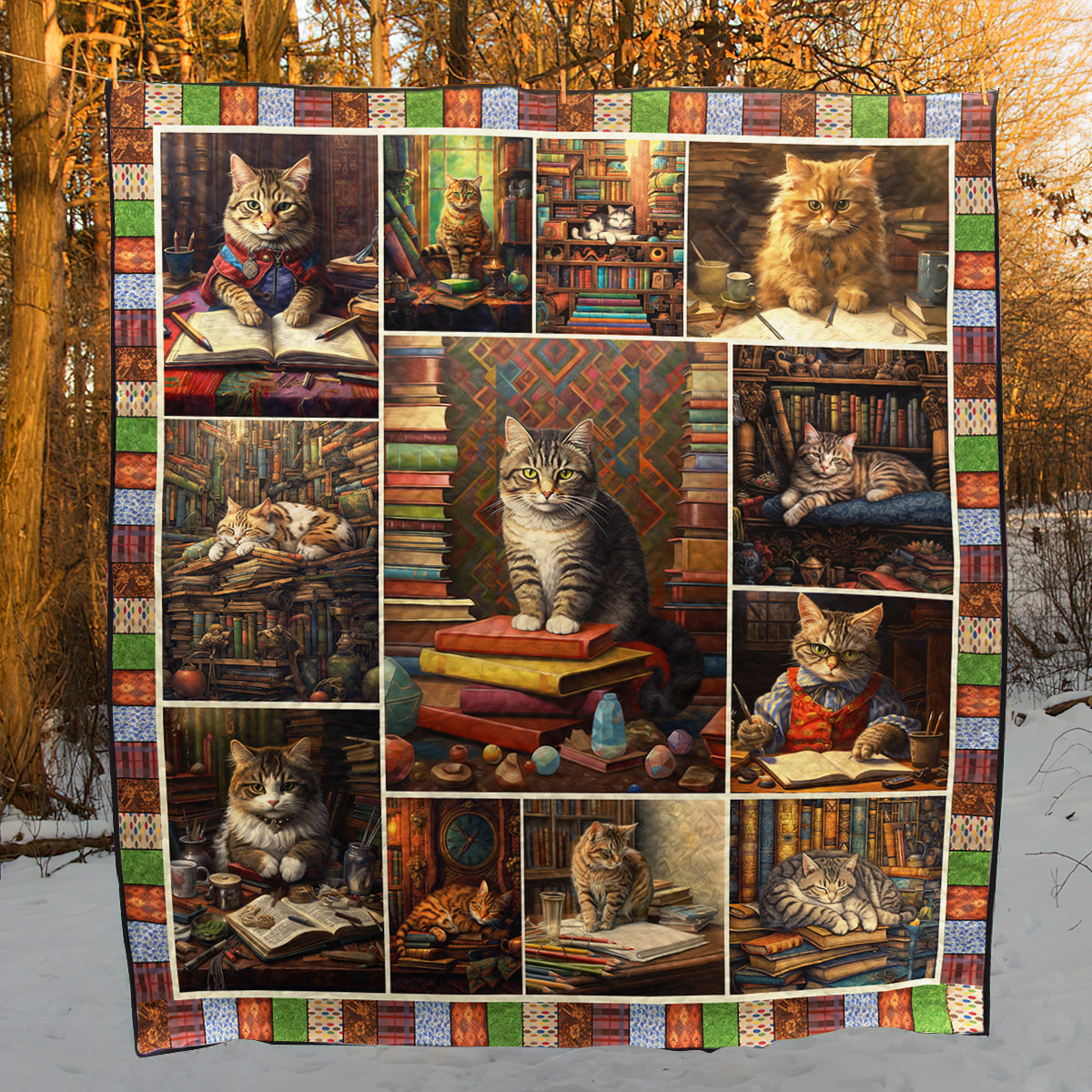 Cat And Book Art Quilt MN091107