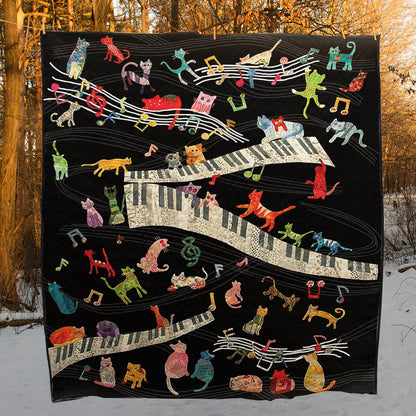 Cat And Piano CLM2111164 Quilt Blanket