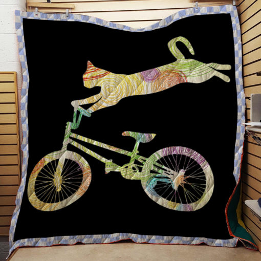 Cat Bike Cycling CLP3112103Q Quilt Blanket